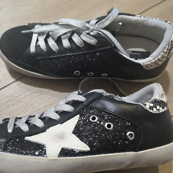Golden Goose Black and Silver Sneakers - Picture 1 of 6